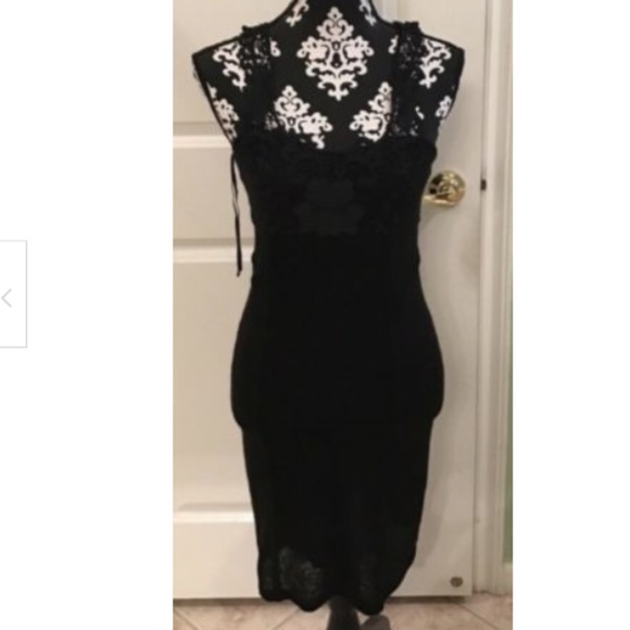 Free People Black Laced Body Con Dress NWOT - Picture 3 of 6